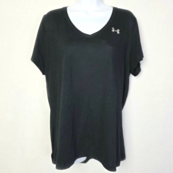 Under Armour HeatGear Black V-Neck Tee Shirt XL - Picture 1 of 5